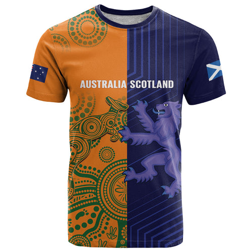 Australia and Scotland Rugby Custom T Shirt Wallabies Scottish Thistle Together