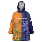 Australia and Scotland Rugby Custom Wearable Blanket Hoodie Wallabies Scottish Thistle Together