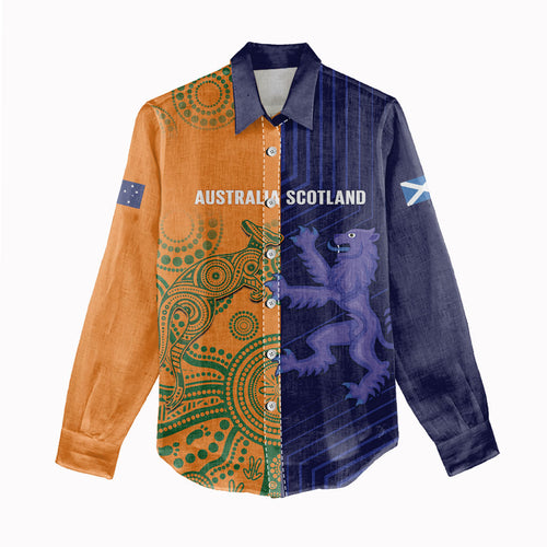 Australia and Scotland Rugby Custom Women Casual Shirt Wallabies Scottish Thistle Together