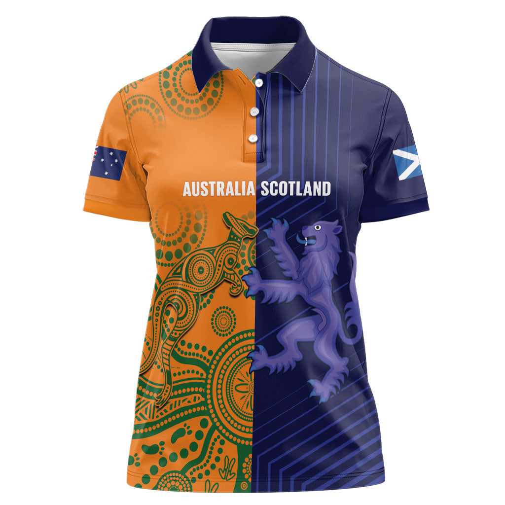 Australia and Scotland Rugby Custom Women Polo Shirt Wallabies Scottish Thistle Together