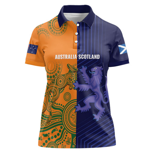 Australia and Scotland Rugby Custom Women Polo Shirt Wallabies Scottish Thistle Together
