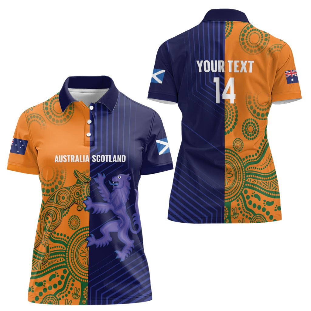 Australia and Scotland Rugby Custom Women Polo Shirt Wallabies Scottish Thistle Together