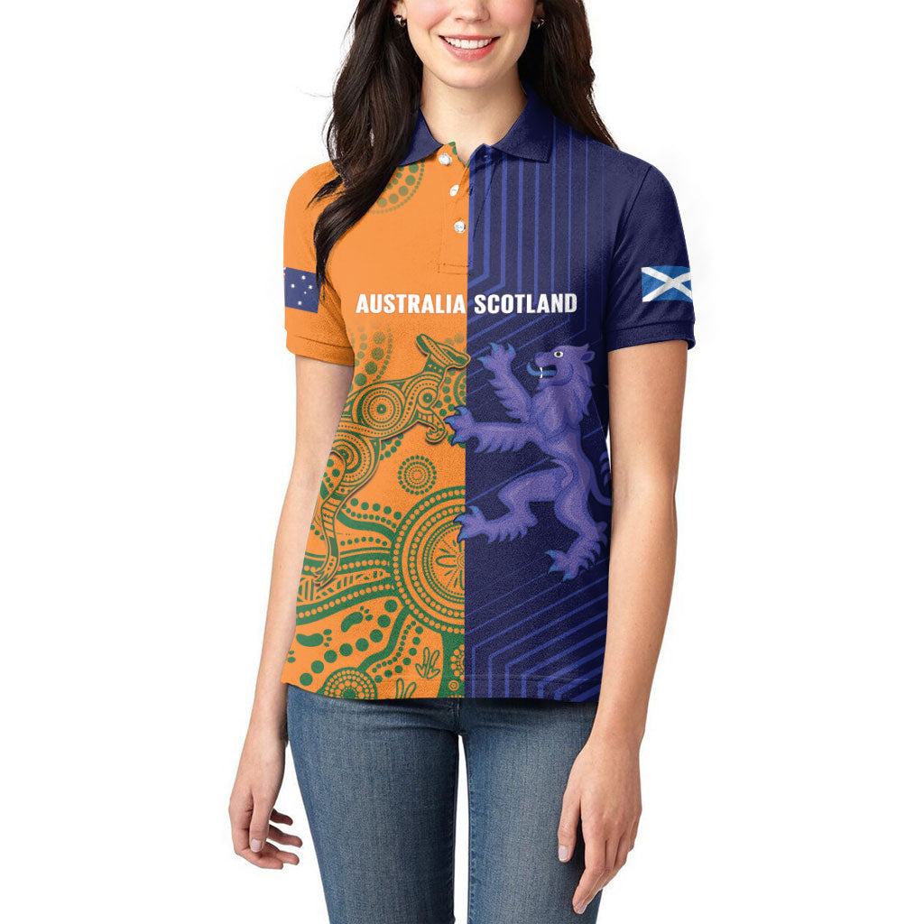 Australia and Scotland Rugby Custom Women Polo Shirt Wallabies Scottish Thistle Together