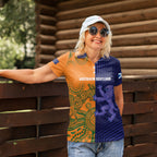 Australia and Scotland Rugby Custom Women Polo Shirt Wallabies Scottish Thistle Together