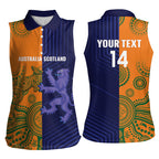 Australia and Scotland Rugby Custom Women Sleeveless Polo Shirt Wallabies Scottish Thistle Together