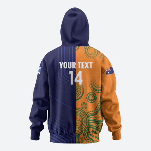 Australia and Scotland Rugby Custom Zip Hoodie Wallabies Scottish Thistle Together