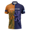 Australia and Scotland Rugby Custom Zipper Polo Shirt Wallabies Scottish Thistle Together