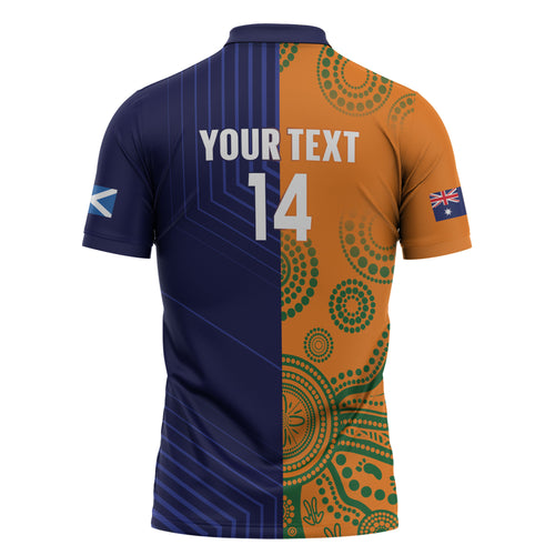 Australia and Scotland Rugby Custom Zipper Polo Shirt Wallabies Scottish Thistle Together
