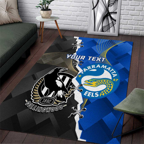 Custom Magpies Football And Eels Rugby Area Rug Dynamic Style