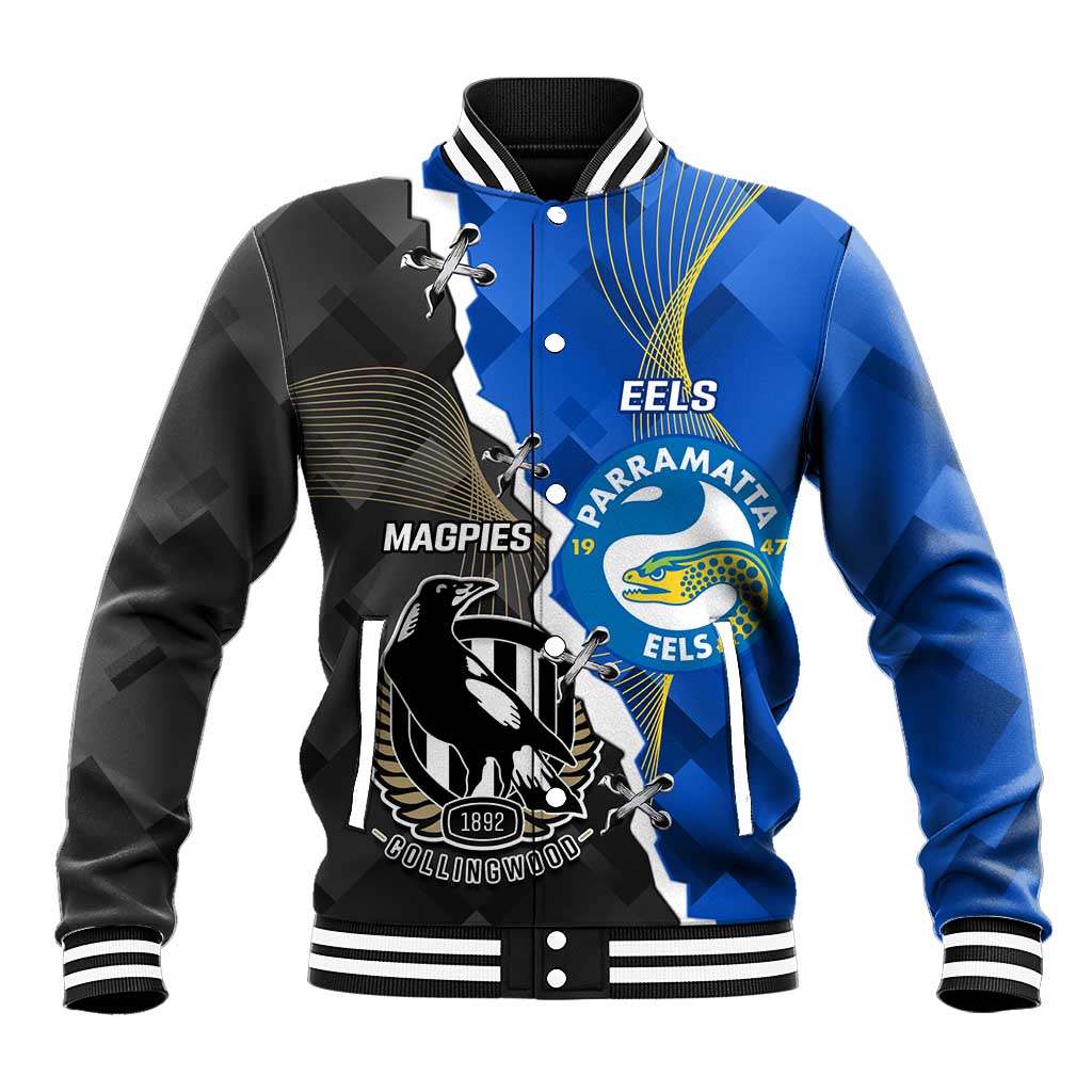 Custom Magpies Football And Eels Rugby Baseball Jacket Dynamic Style
