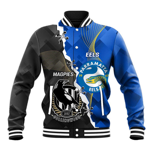 Custom Magpies Football And Eels Rugby Baseball Jacket Dynamic Style