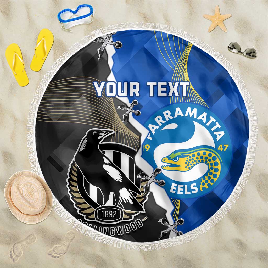 Custom Magpies Football And Eels Rugby Beach Blanket Dynamic Style