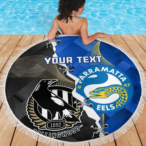 Custom Magpies Football And Eels Rugby Beach Blanket Dynamic Style