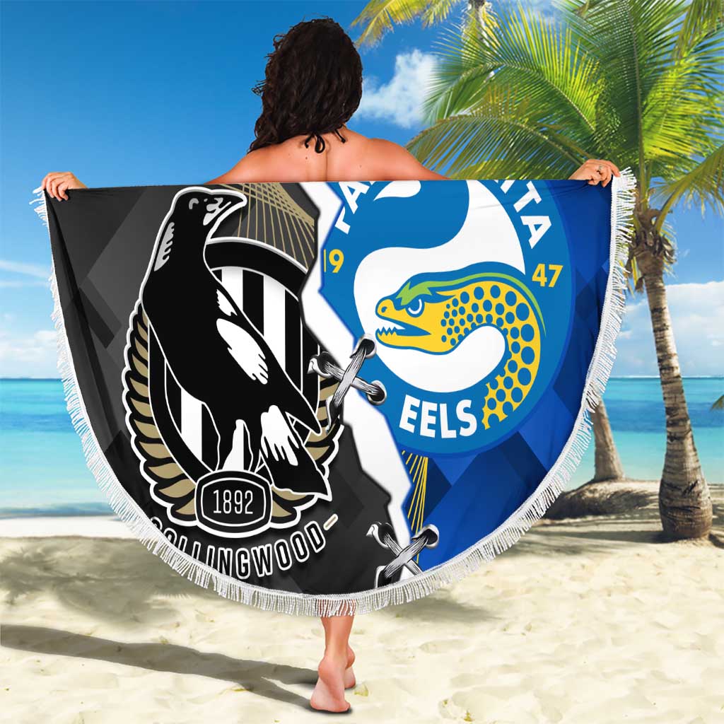 Custom Magpies Football And Eels Rugby Beach Blanket Dynamic Style