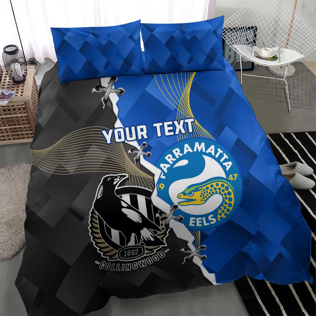 Custom Magpies Football And Eels Rugby Bedding Set Dynamic Style