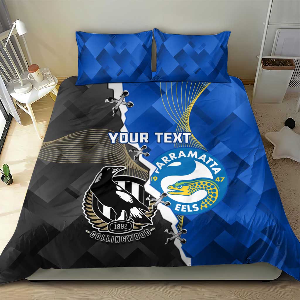 Custom Magpies Football And Eels Rugby Bedding Set Dynamic Style