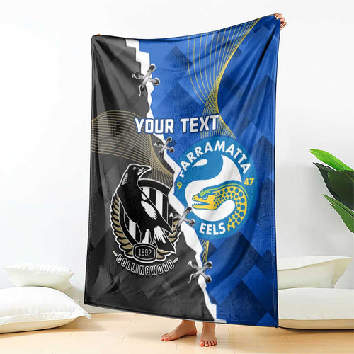 Custom Magpies Football And Eels Rugby Blanket Dynamic Style
