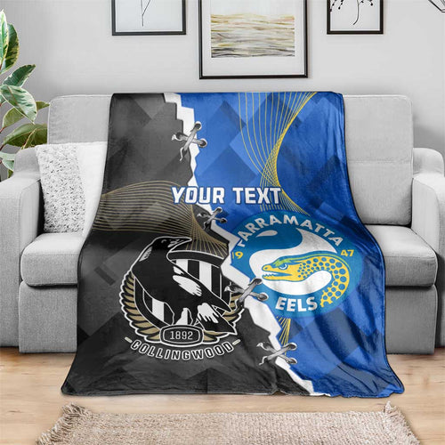 Custom Magpies Football And Eels Rugby Blanket Dynamic Style