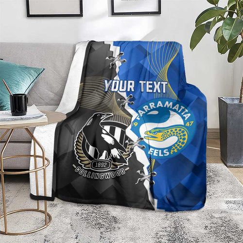Custom Magpies Football And Eels Rugby Blanket Dynamic Style