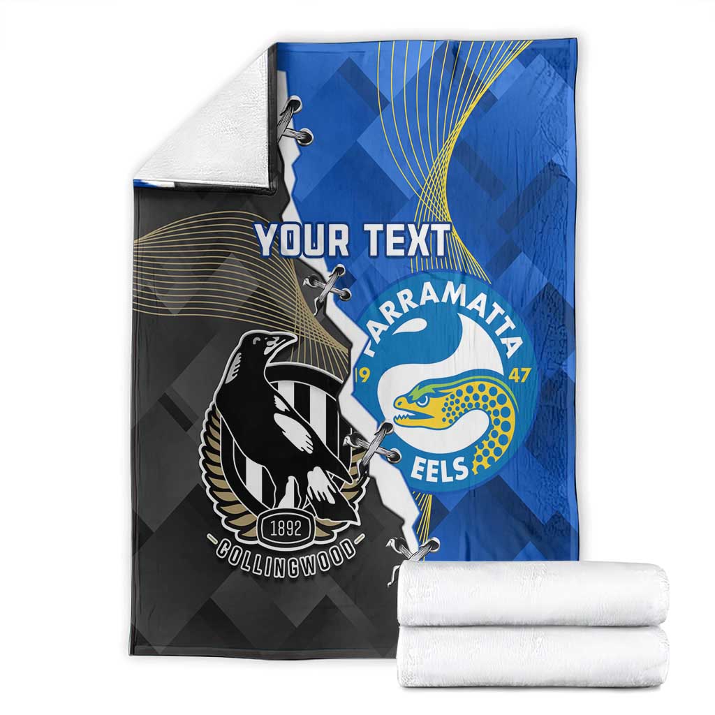 Custom Magpies Football And Eels Rugby Blanket Dynamic Style