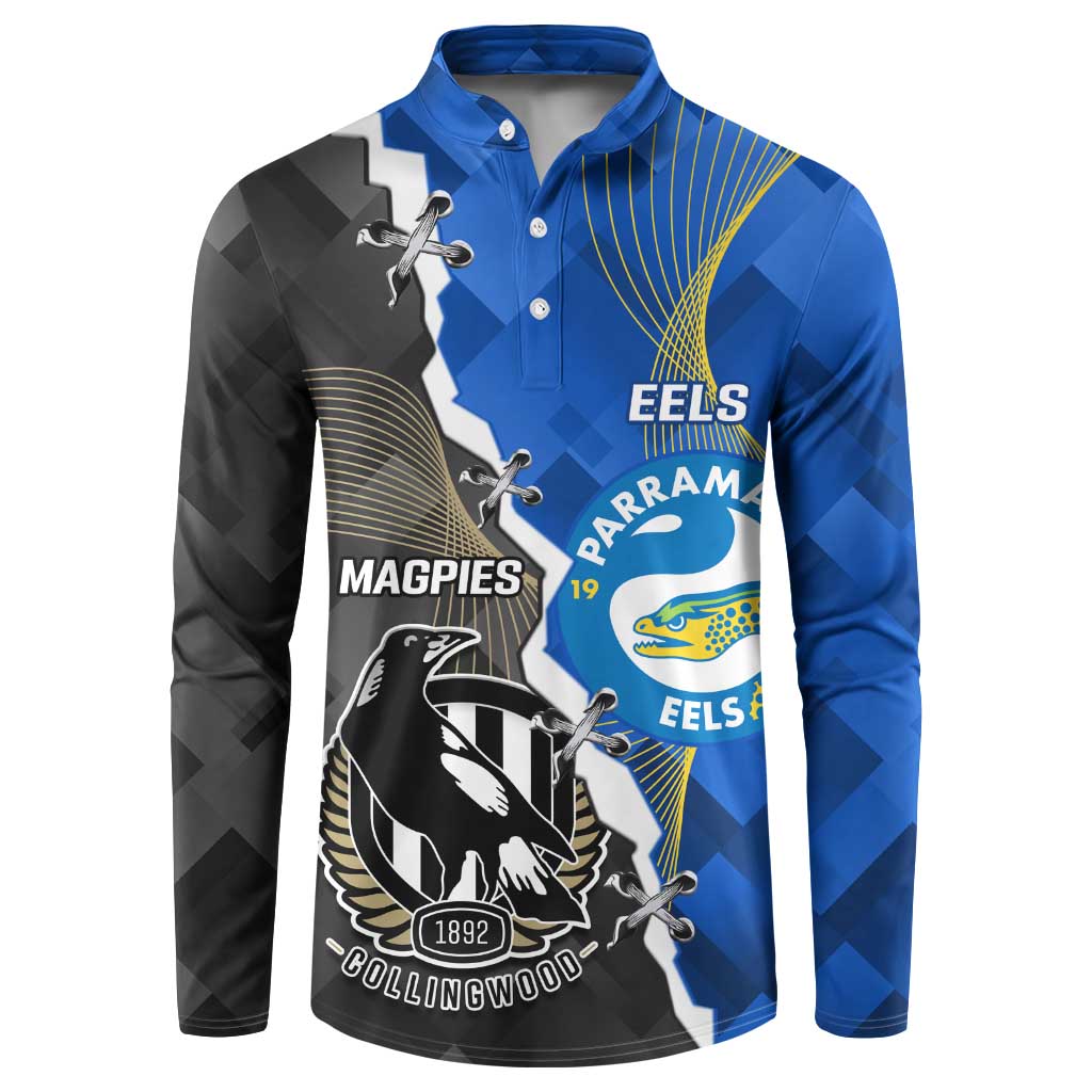 Custom Magpies Football And Eels Rugby Button Sweatshirt Dynamic Style
