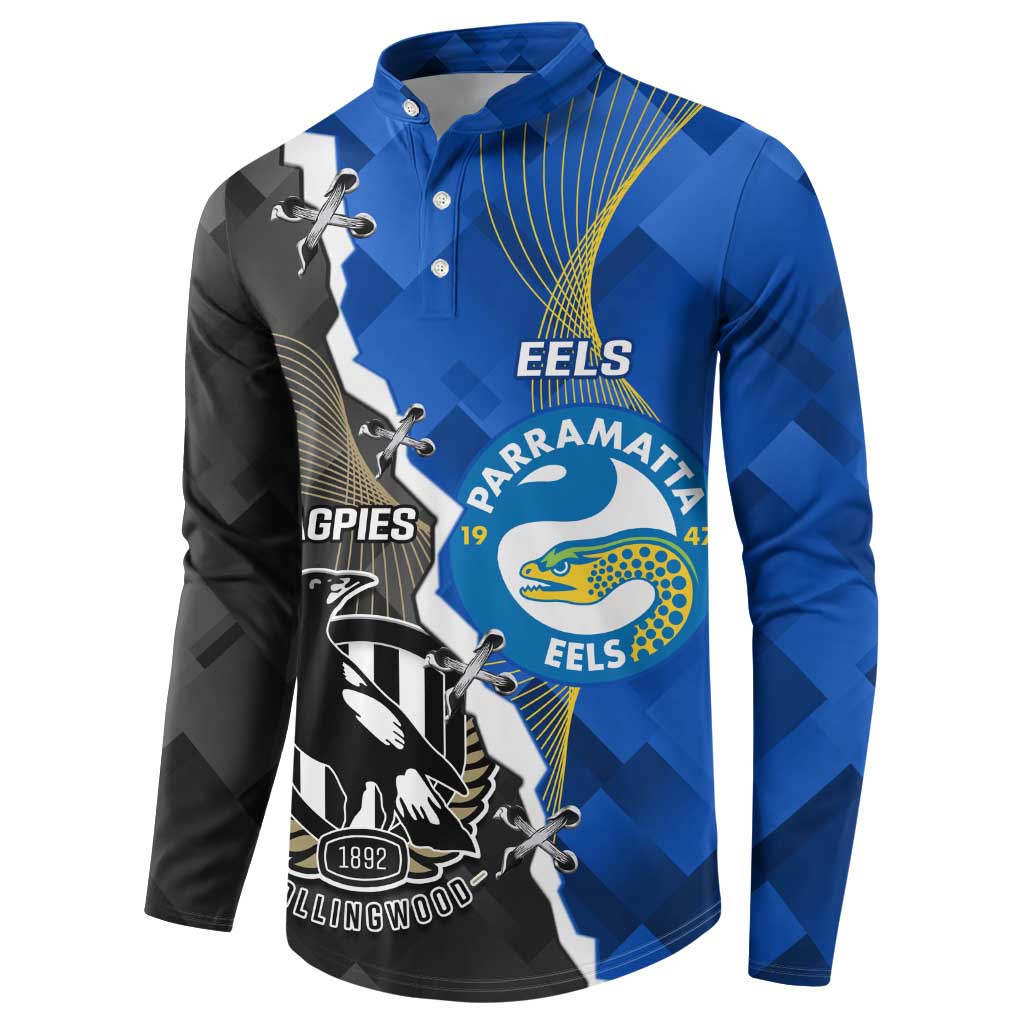 Custom Magpies Football And Eels Rugby Button Sweatshirt Dynamic Style