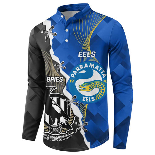 Custom Magpies Football And Eels Rugby Button Sweatshirt Dynamic Style