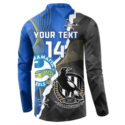 Custom Magpies Football And Eels Rugby Button Sweatshirt Dynamic Style