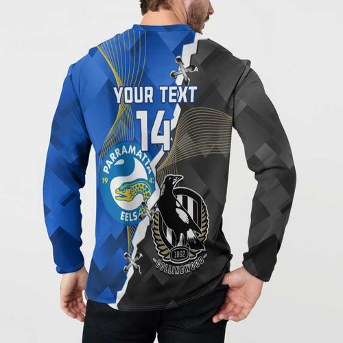 Custom Magpies Football And Eels Rugby Button Sweatshirt Dynamic Style