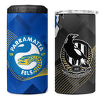 Custom Magpies Football And Eels Rugby 4 in 1 Can Cooler Tumbler Dynamic Style