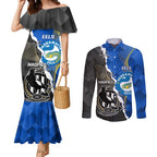 Custom Magpies Football And Eels Rugby Couples Matching Mermaid Dress and Long Sleeve Button Shirt Dynamic Style