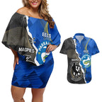 Custom Magpies Football And Eels Rugby Couples Matching Off Shoulder Short Dress and Hawaiian Shirt Dynamic Style