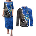 Custom Magpies Football And Eels Rugby Couples Matching Puletasi and Long Sleeve Button Shirt Dynamic Style