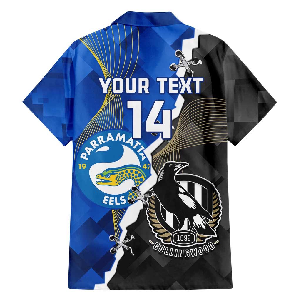 Custom Magpies Football And Eels Rugby Family Matching Long Sleeve Bodycon Dress and Hawaiian Shirt Dynamic Style