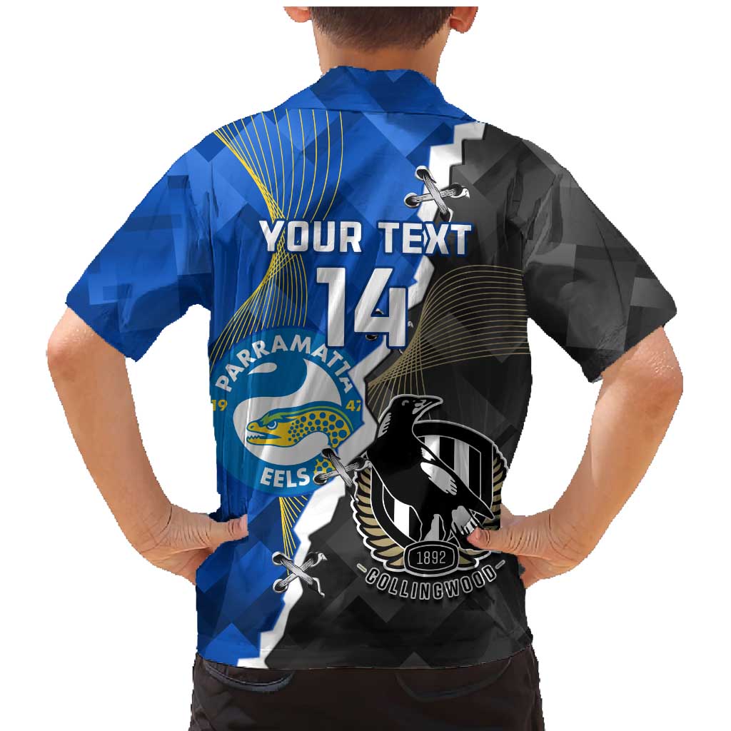 Custom Magpies Football And Eels Rugby Family Matching Mermaid Dress and Hawaiian Shirt Dynamic Style