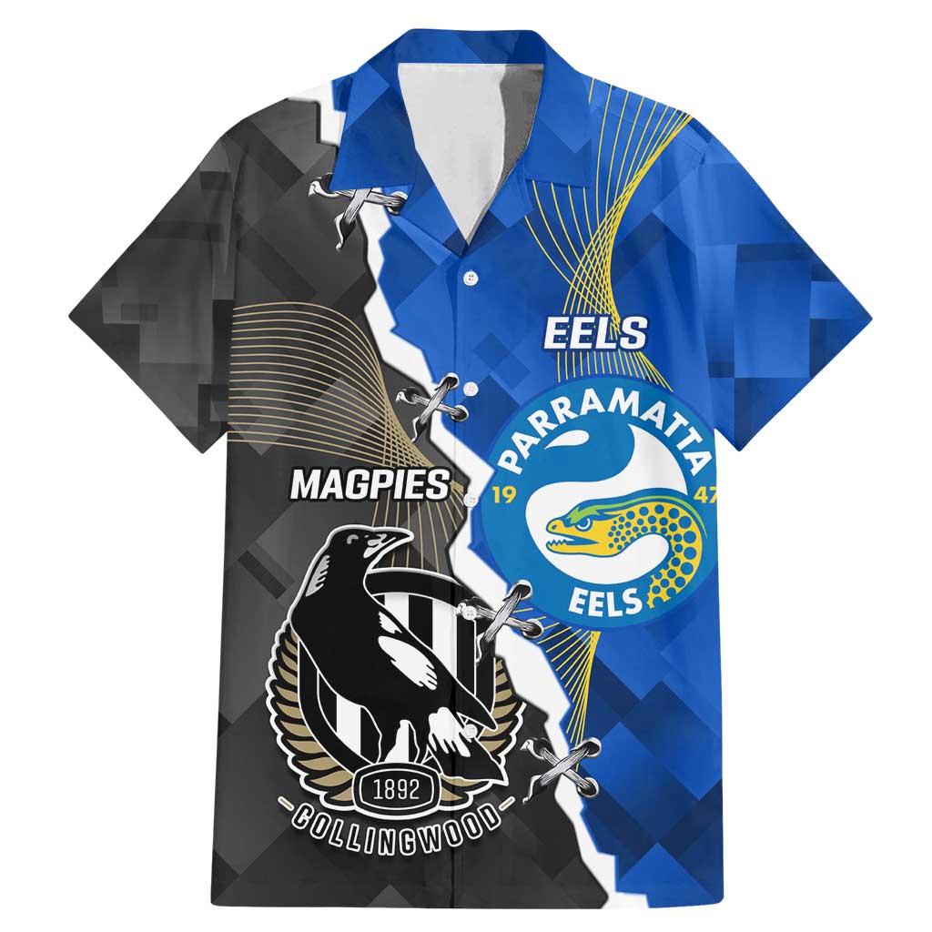 Custom Magpies Football And Eels Rugby Family Matching Mermaid Dress and Hawaiian Shirt Dynamic Style