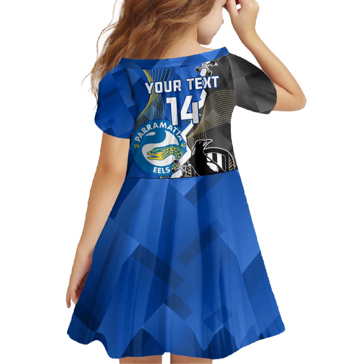 Custom Magpies Football And Eels Rugby Family Matching Off The Shoulder Long Sleeve Dress and Hawaiian Shirt Dynamic Style