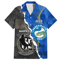 Custom Magpies Football And Eels Rugby Family Matching Off The Shoulder Long Sleeve Dress and Hawaiian Shirt Dynamic Style