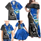 Custom Magpies Football And Eels Rugby Family Matching Off Shoulder Maxi Dress and Hawaiian Shirt Dynamic Style