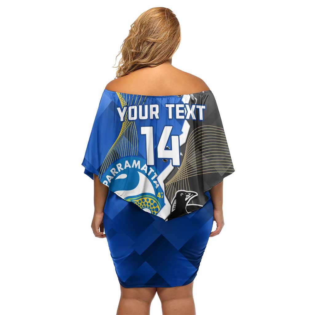 Custom Magpies Football And Eels Rugby Family Matching Off Shoulder Short Dress and Hawaiian Shirt Dynamic Style