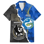 Custom Magpies Football And Eels Rugby Family Matching Puletasi and Hawaiian Shirt Dynamic Style
