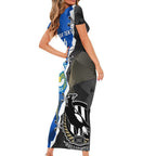 Custom Magpies Football And Eels Rugby Family Matching Short Sleeve Bodycon Dress and Hawaiian Shirt Dynamic Style