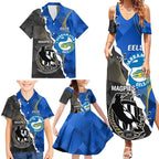 Custom Magpies Football And Eels Rugby Family Matching Summer Maxi Dress and Hawaiian Shirt Dynamic Style
