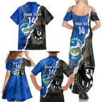 Custom Magpies Football And Eels Rugby Family Matching Summer Maxi Dress and Hawaiian Shirt Dynamic Style