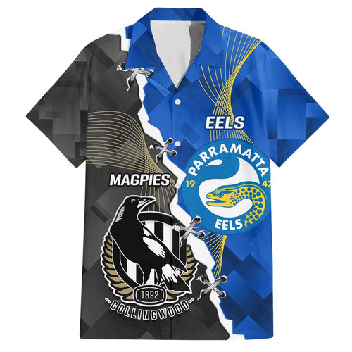 Custom Magpies Football And Eels Rugby Family Matching Summer Maxi Dress and Hawaiian Shirt Dynamic Style