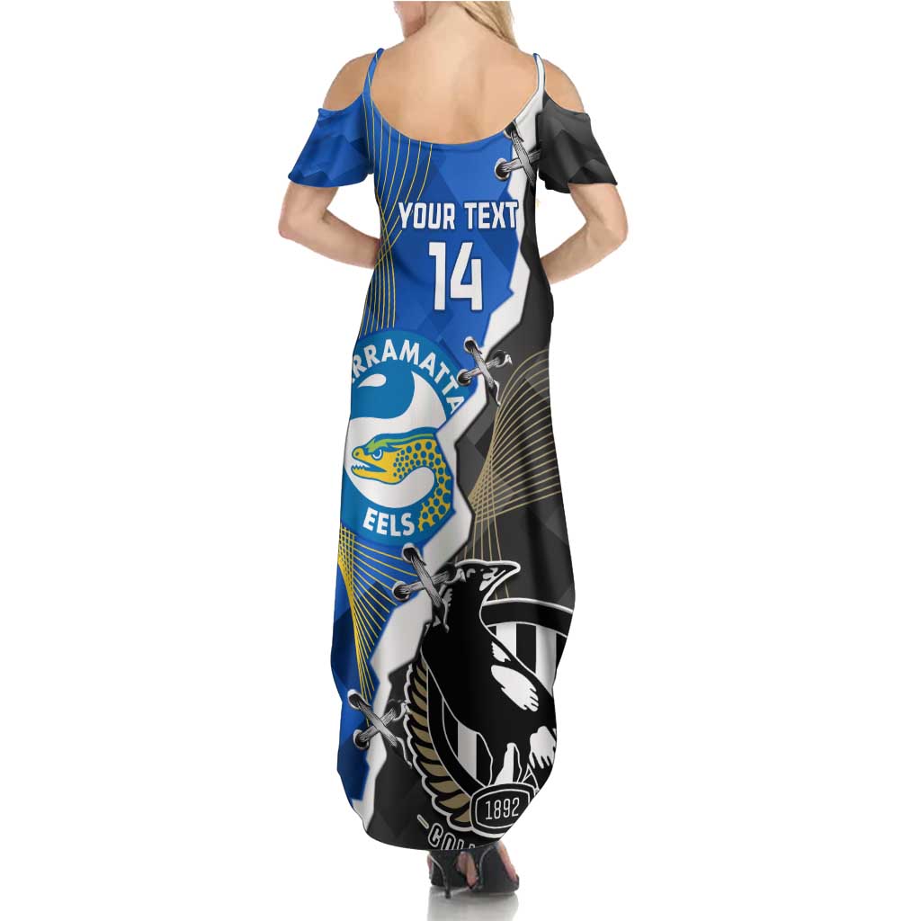Custom Magpies Football And Eels Rugby Family Matching Summer Maxi Dress and Hawaiian Shirt Dynamic Style