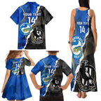 Custom Magpies Football And Eels Rugby Family Matching Tank Maxi Dress and Hawaiian Shirt Dynamic Style