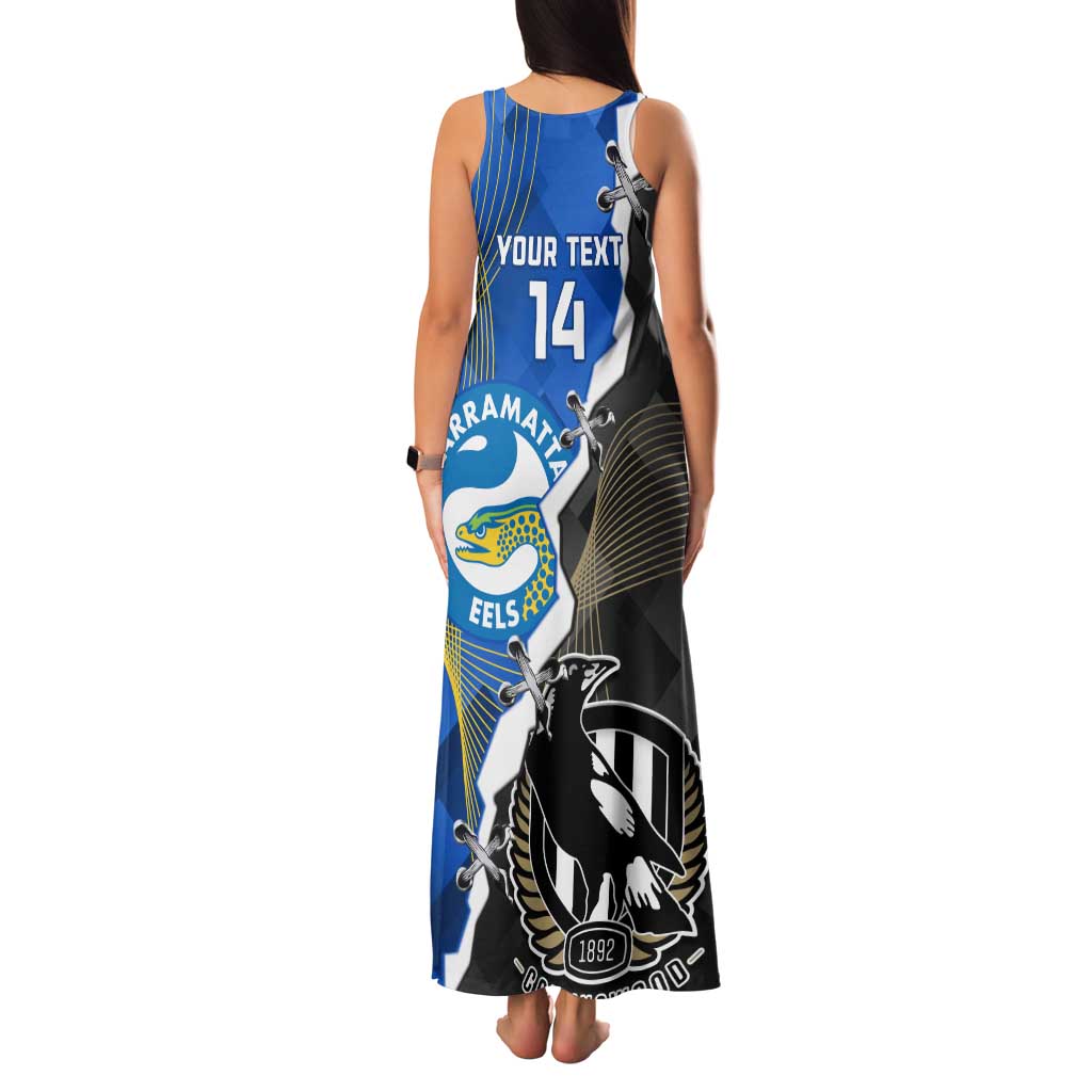 Custom Magpies Football And Eels Rugby Family Matching Tank Maxi Dress and Hawaiian Shirt Dynamic Style