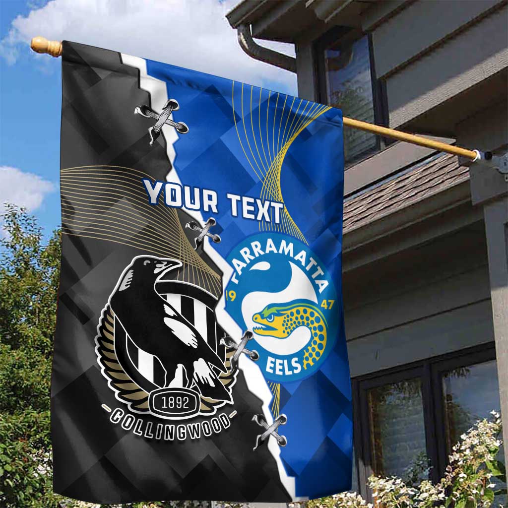 Custom Magpies Football And Eels Rugby Garden Flag Dynamic Style