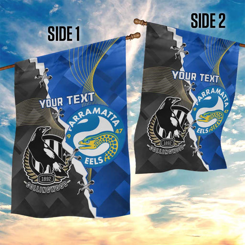 Custom Magpies Football And Eels Rugby Garden Flag Dynamic Style